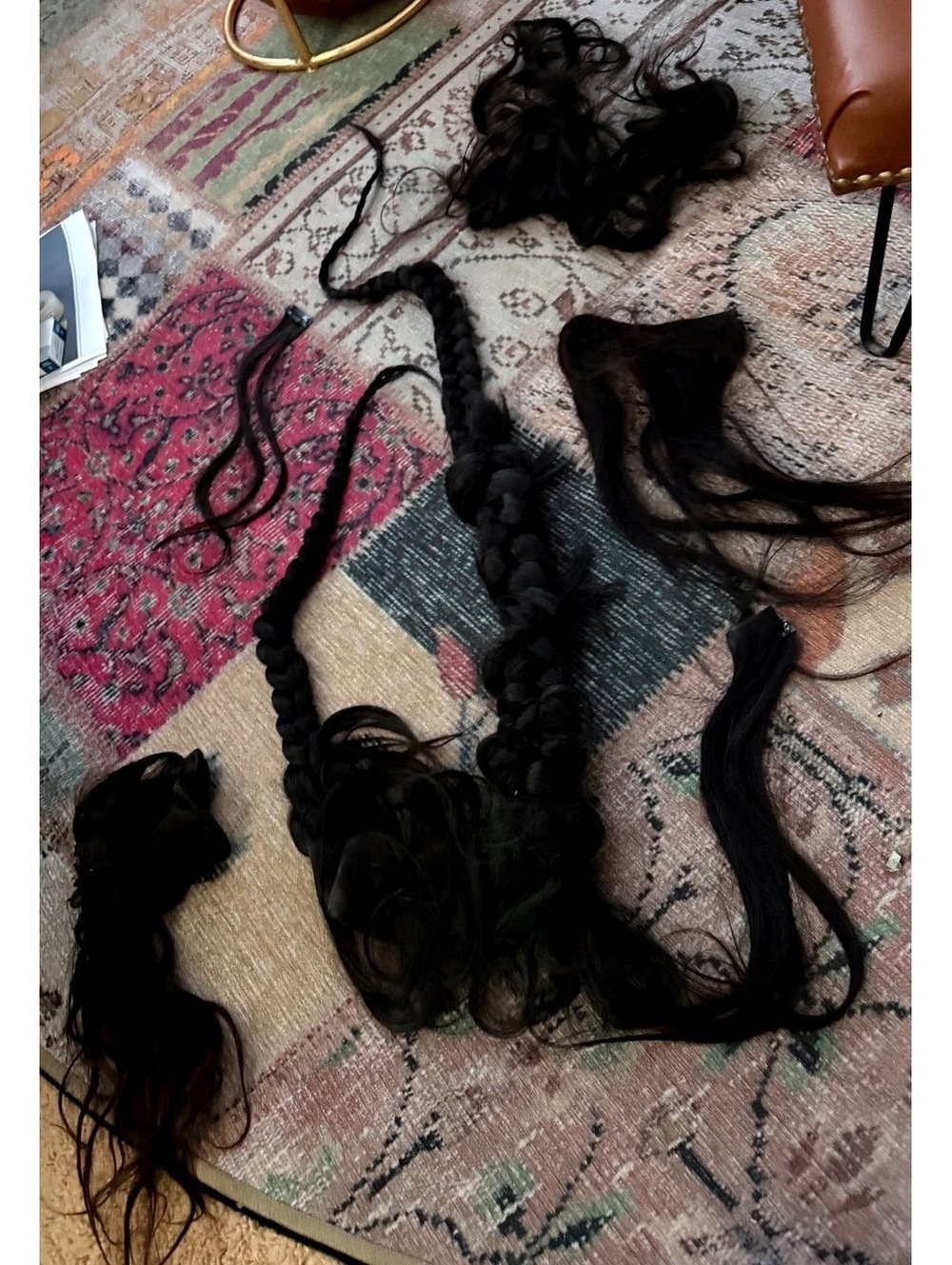 Cosplay costume daily hair mix of real human and synthetic